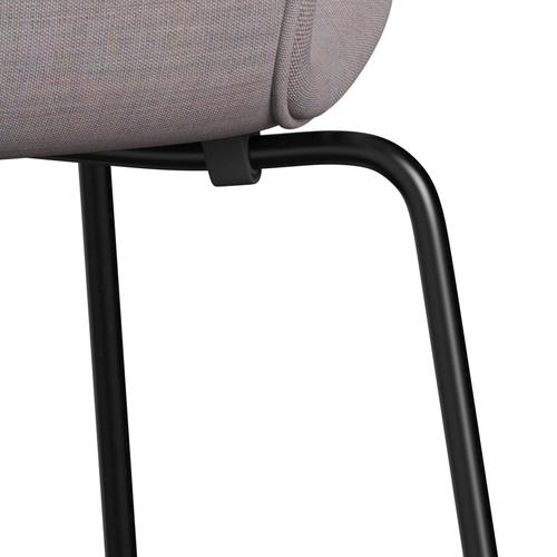 Fritz Hansen 3107 chaise complète, noir / toile bleu clair cool