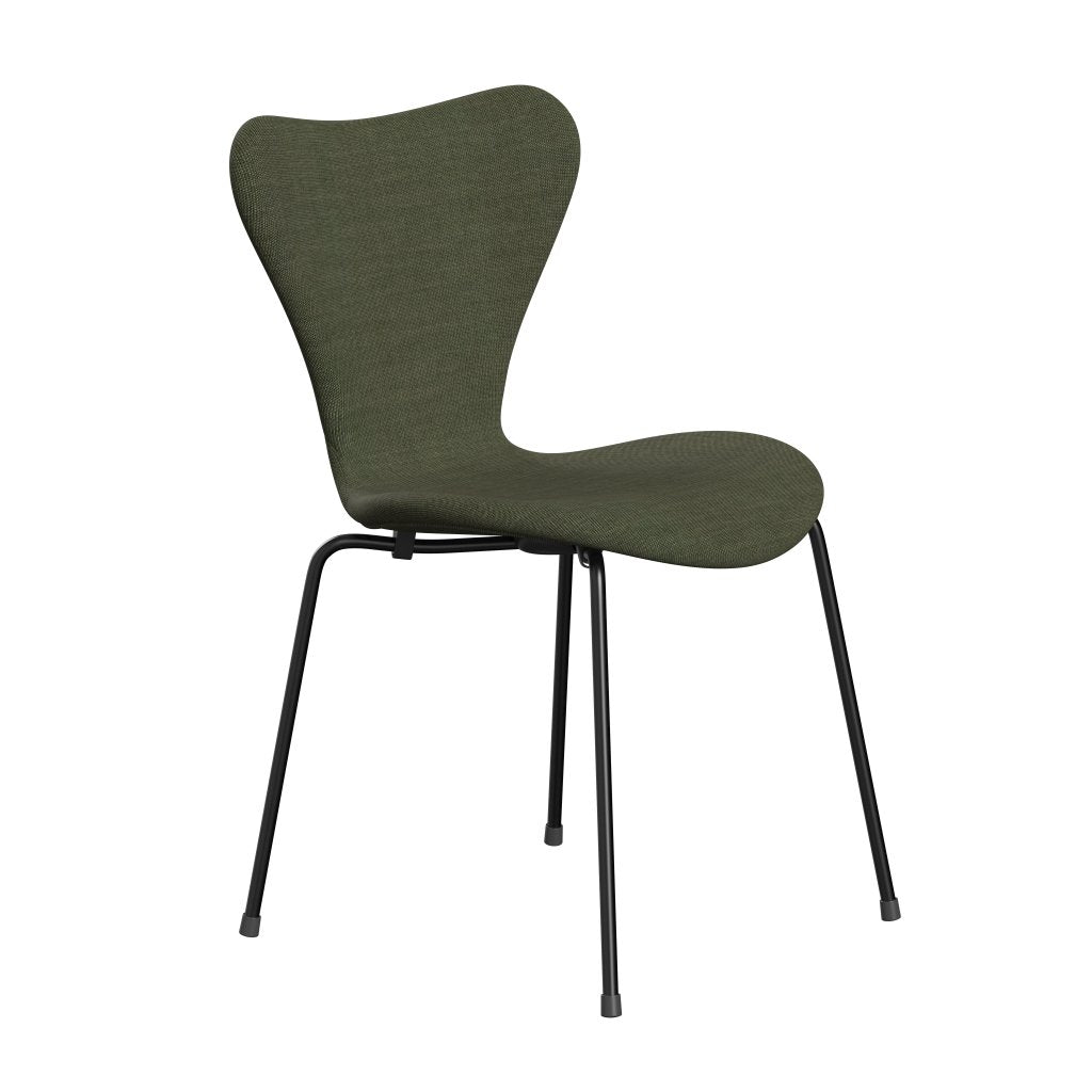 [product_category]-Fritz Hansen 3107 Chair Full Upholstery, Black/Canvas Moss Green-Fritz Hansen-3107FU-CA0926-DRBL-FRI-2