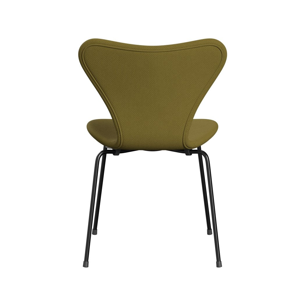 Fritz Hansen 3107 Stuhl Full Polster, Schwarz/Diablo Herbstgrün