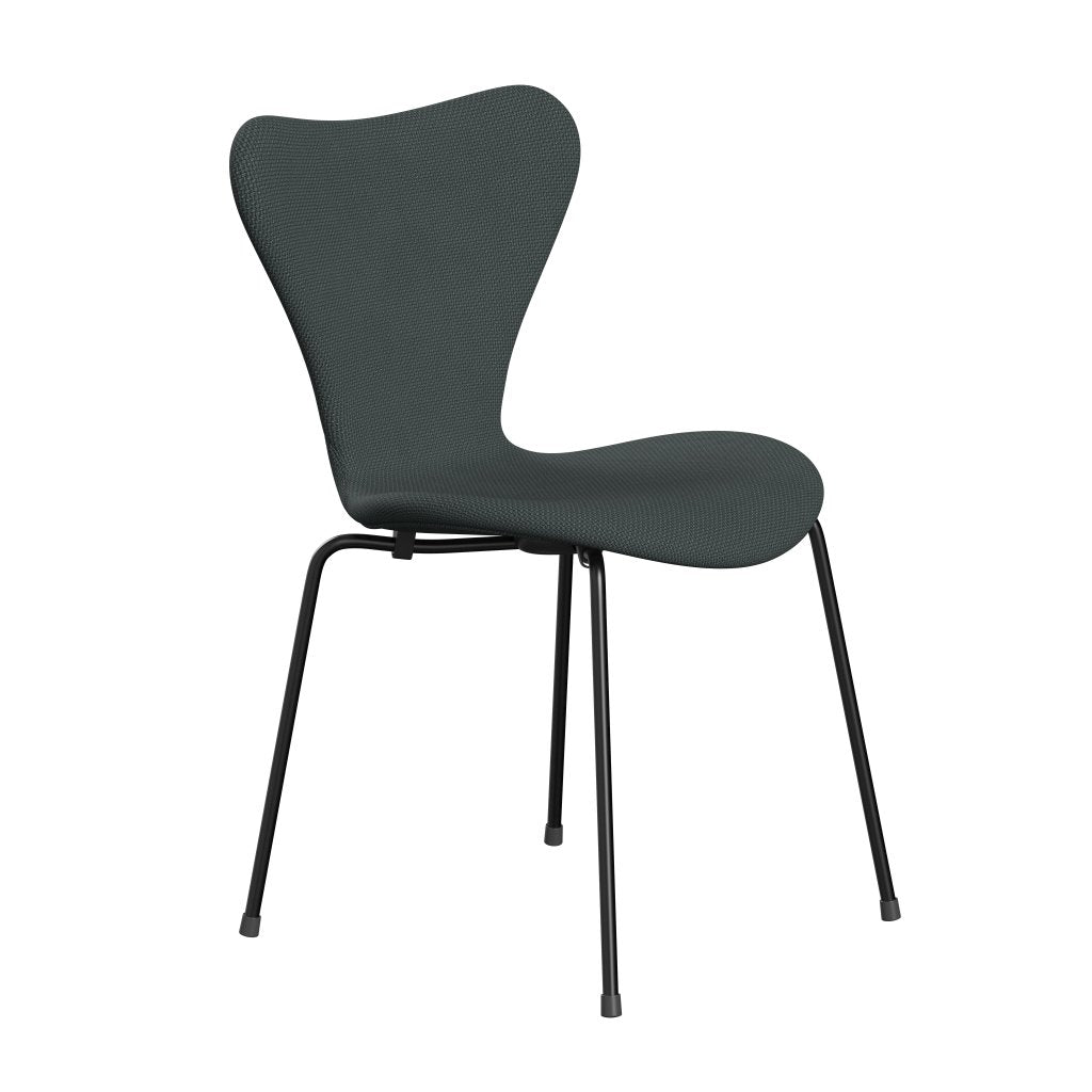 Silla Fritz Hansen 3107 Tapicería completa, negro/gris de acero Diablo