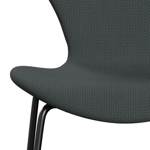 Fritz Hansen 3107 Stuhl Vollbeziegele, Schwarz/Diablo -Stahl grau