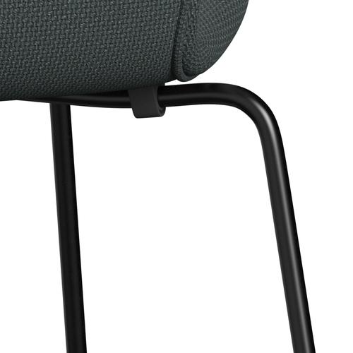 Fritz Hansen 3107 Stuhl Vollbeziegele, Schwarz/Diablo -Stahl grau