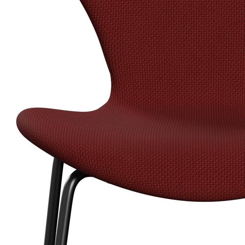 Fritz Hansen 3107 Stuhl Vollbeziegele, Schwarz/Diablo Wine Rot