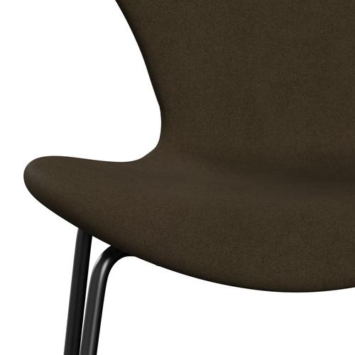 Fritz Hansen 3107 chaise complète complète, noir / divina Brown (div984)