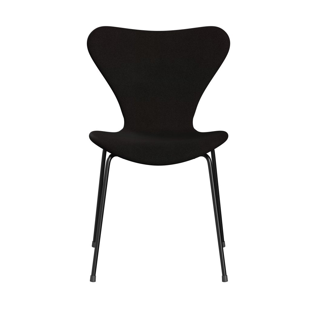 Fritz Hansen 3107 chaise complète, noir, noir / divina brun foncé (div384)