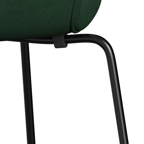 Fritz Hansen 3107 Chair Full Upholstery, Black/Divina Dark Green (Div876)