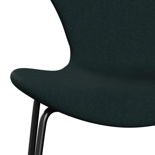 Fritz Hansen 3107 chaise complète complète, noir / divina vert foncé (div886)