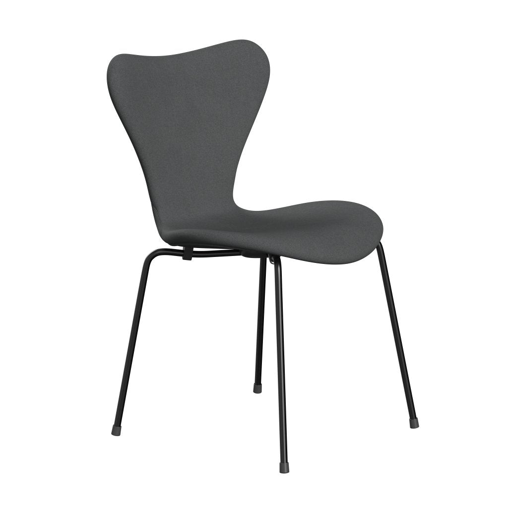 Fritz Hansen 3107 chaise pleine d'ameublement, noir / divina gris foncé