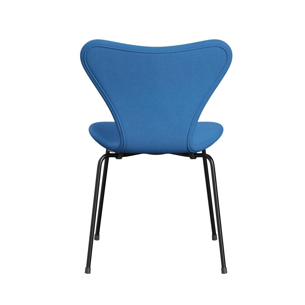 Fritz Hansen 3107 Stuhl Full Polstery, Schwarz/Divina Hell Blue (Div742)