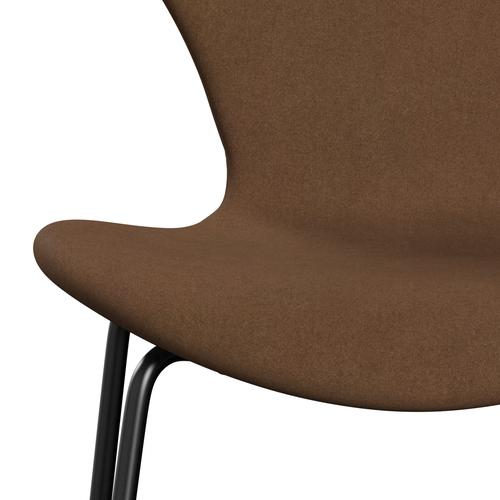 Fritz Hansen 3107 Stuhl Vollbeziegele, Schwarz/Divina hellbraun