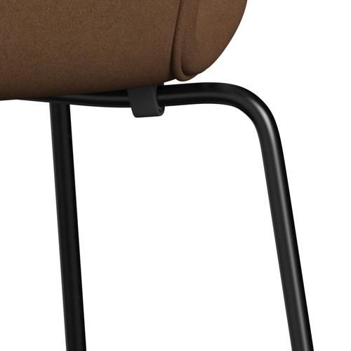 Fritz Hansen 3107 Chair Full Upholstery, Black/Divina Light Brown