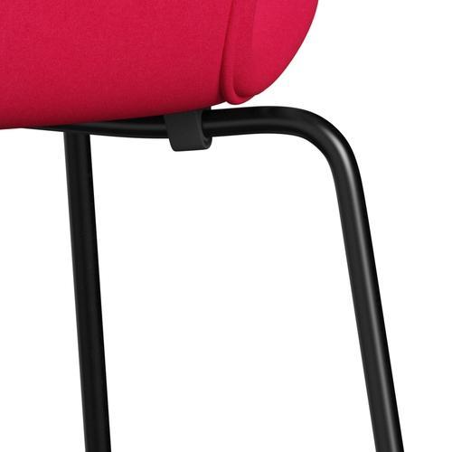 Fritz Hansen 3107 Chair Full Upholstery, Black/Divina Lipstick Pink