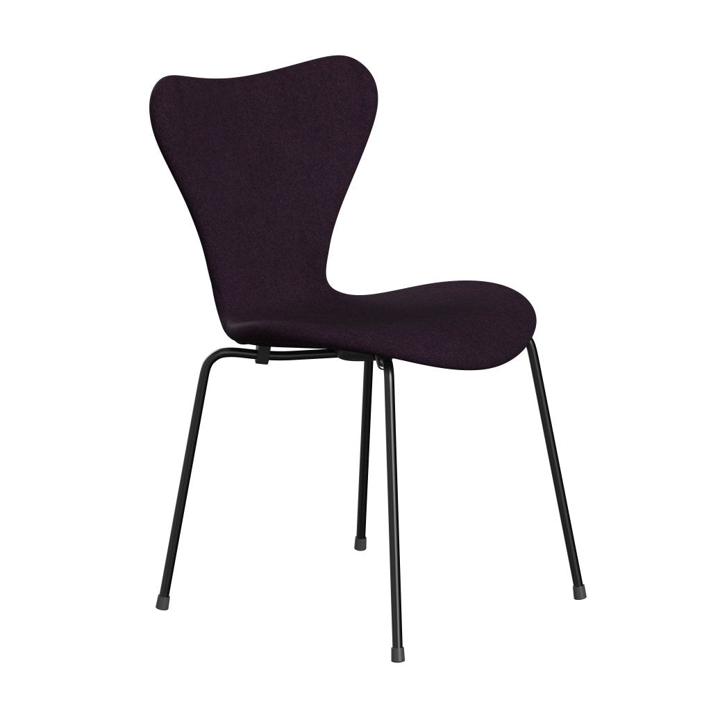 Fritz Hansen 3107 chaise complète complète, noir / divina MD Aubergine