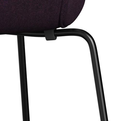 Fritz Hansen 3107 chaise complète complète, noir / divina MD Aubergine