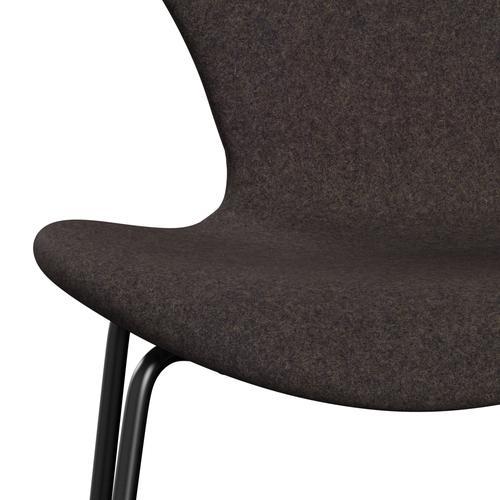 Fritz Hansen 3107 Chair Full Upholstery, Black/Divina Md Chocolate