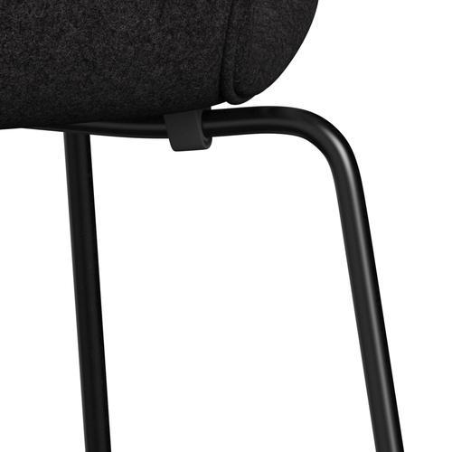 Fritz Hansen 3107 Stuhl Full Polster, Schwarz/Divina MD Dunkelgrau