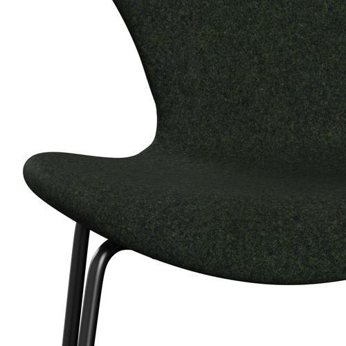 Fritz Hansen 3107 Stuhl Full Polstery, Black/Divina MD Moss Green