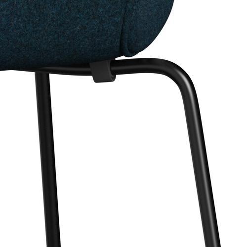 Fritz Hansen 3107 Chair Full Upholstery, Black/Divina Md Petrol Dark