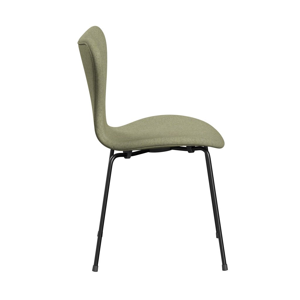 Fritz Hansen 3107 Chair Full Upholstery, Black/Divina Md Soft Green