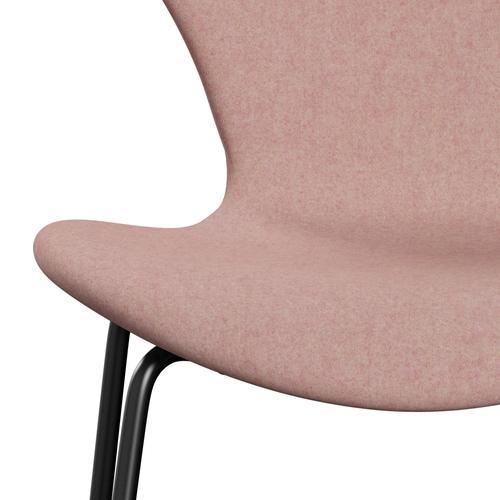 Fritz Hansen 3107 Chair Full Upholstery, Black/Divina Md Soft Pink