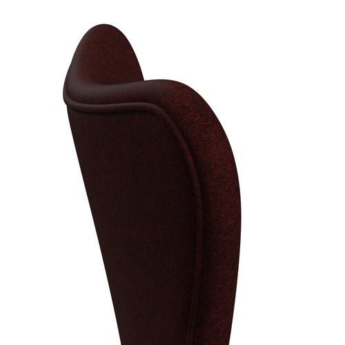 Fritz Hansen 3107 Chair Full Upholstery, Black/Divina Melange Burgundy