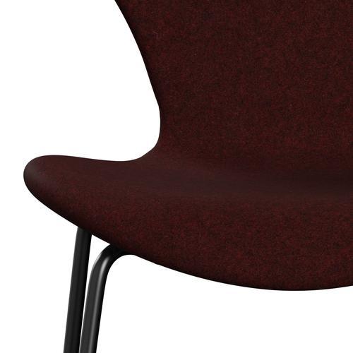 Fritz Hansen 3107 Silla tapicería completa, Black/Divina Melange Borgoña