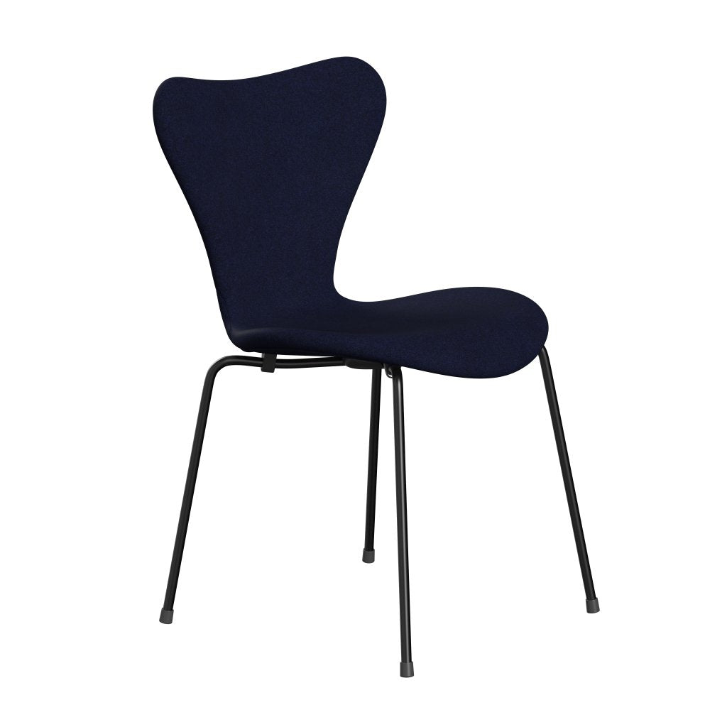 Fritz Hansen 3107 Silla tapicería completa, Black/Divina Melange Blue oscuro