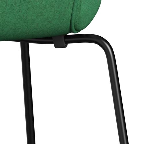 Fritz Hansen 3107 Chair Full Upholstery, Black/Divina Melange Green