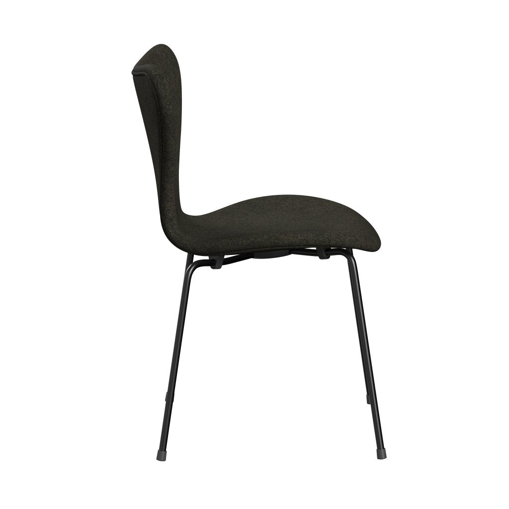 [product_category]-Fritz Hansen 3107 Chair Full Upholstery, Black/Divina Melange Grey Brown-Fritz Hansen-3107FU-DIM277-DRBL-FRI-3