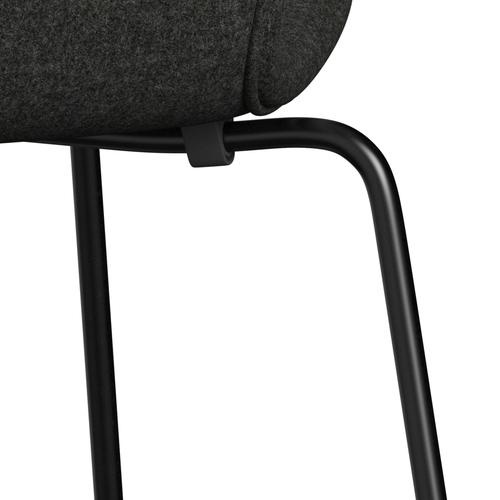 Fritz Hansen 3107 Stol Fuld polstring, Black/Divina Melange Gray