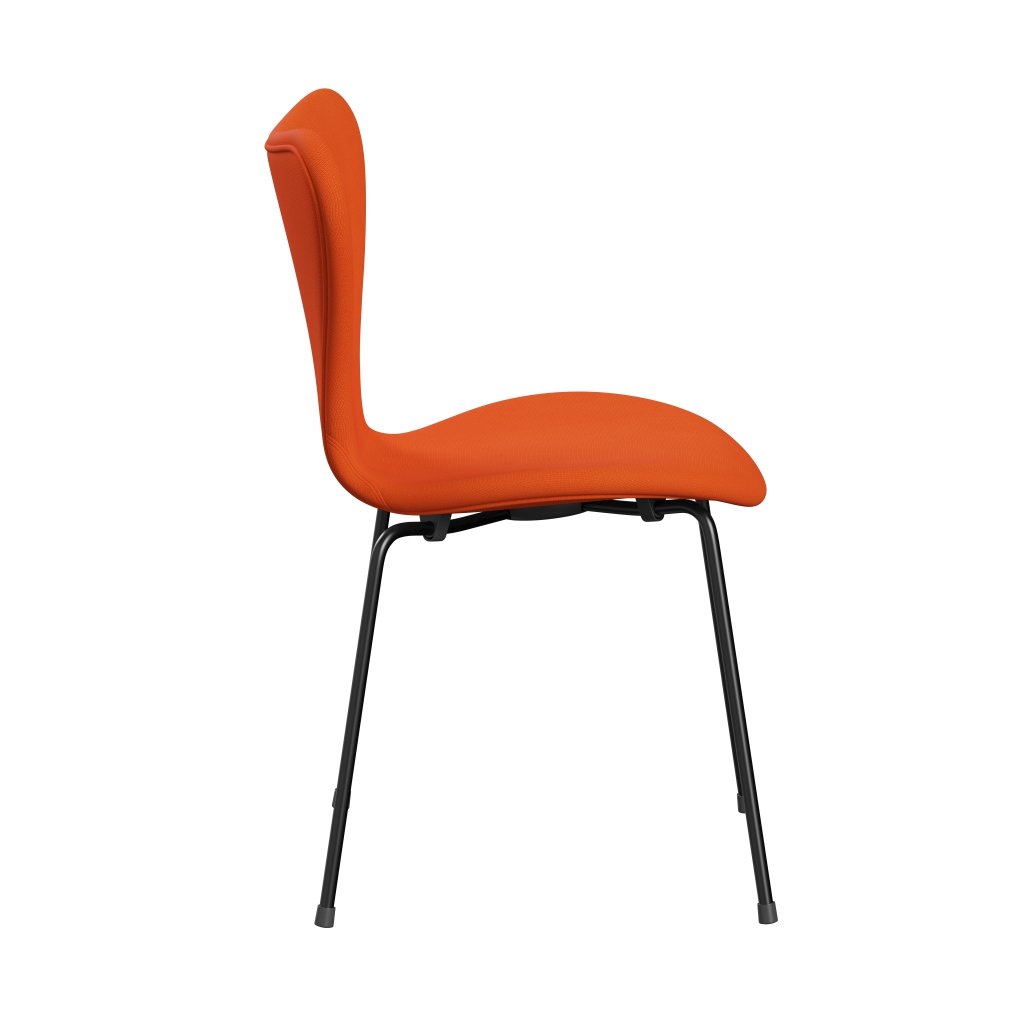 [product_category]-Fritz Hansen 3107 Chair Full Upholstery, Black/Fame Orange (F63016)-Fritz Hansen-3107FU-F63016-DRBL-FRI-3