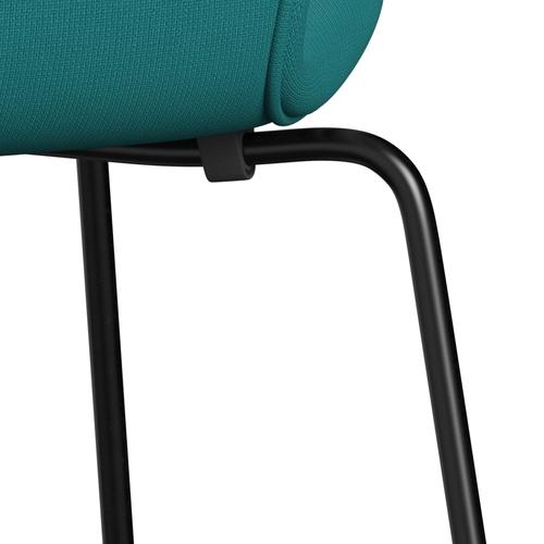 [product_category]-Fritz Hansen 3107 Chair Full Upholstery, Black/Fame Turquoise (F67016)-Fritz Hansen-3107FU-F67016-DRBL-FRI-7