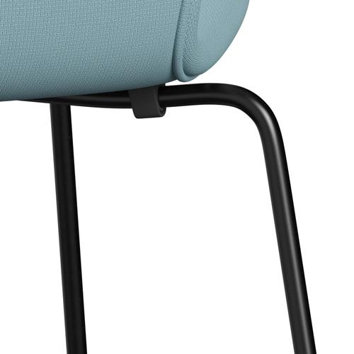 Fritz Hansen 3107 chaise complète complète, lumière turquoise noire / renommée