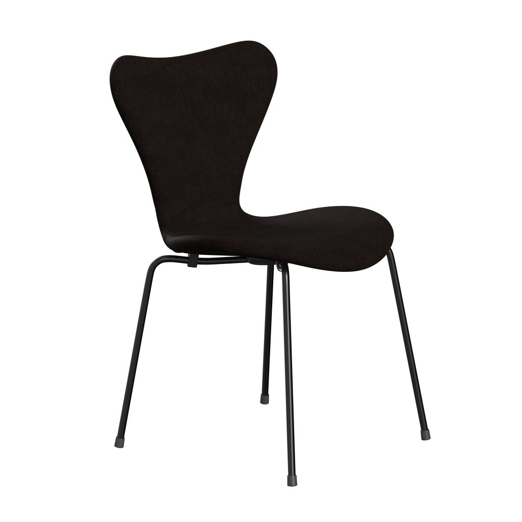 Fritz Hansen 3107 Chair Full Upholstery, Black/Remix Chocolate Brown (Rem383)