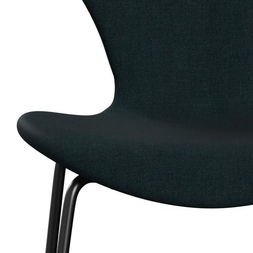 Fritz Hansen 3107 chaise complète, noir, noir / remix vert foncé