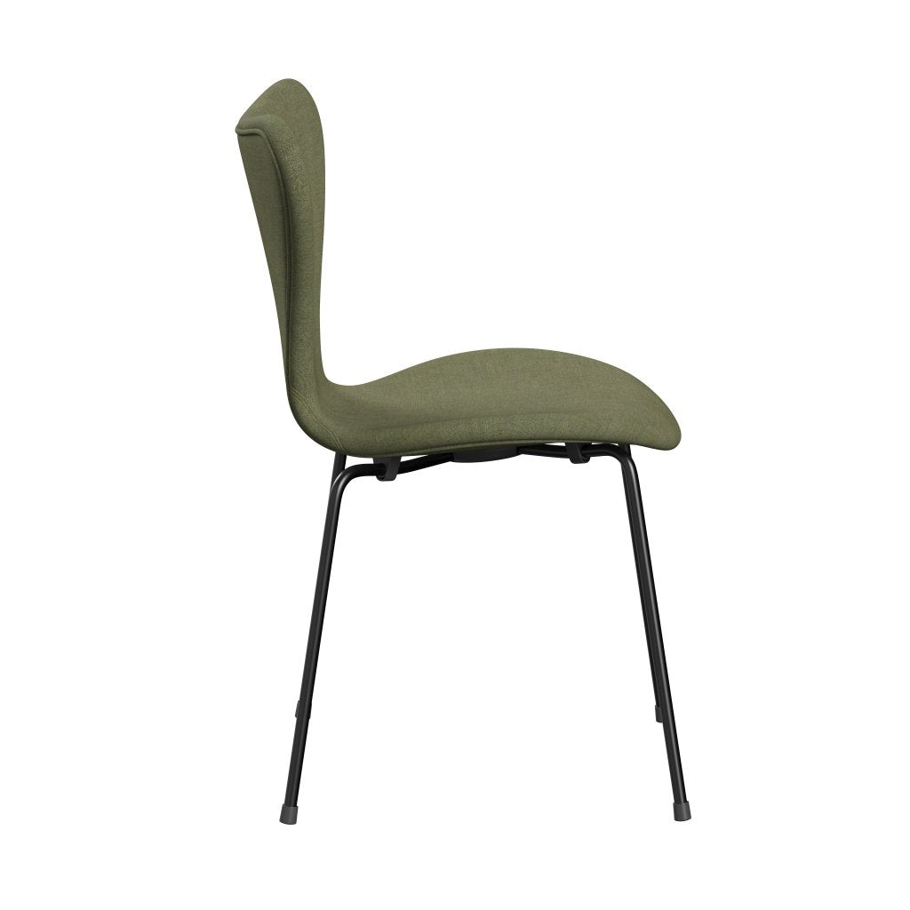[product_category]-Fritz Hansen 3107 Chair Full Upholstery, Black/Remix Green-Fritz Hansen-3107FU-REM933-DRBL-FRI-3