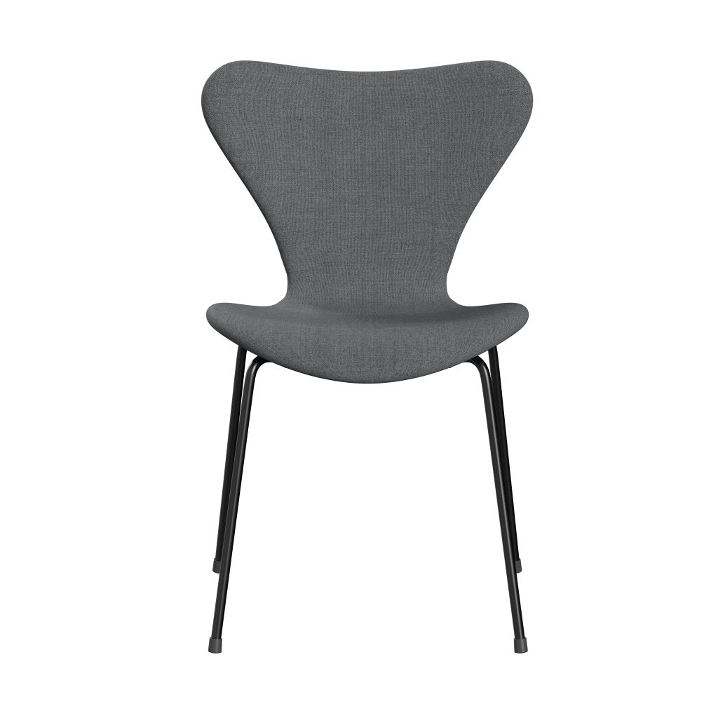 [product_category]-Fritz Hansen 3107 Chair Full Upholstery, Black/Remix Grey (Rem143)-Fritz Hansen-3107FU-REM143-DRBL-FRI-1