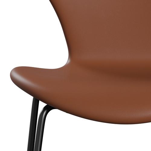 Fritz Hansen 3107 Chair Full Upholstery, Black/Soft Cognac