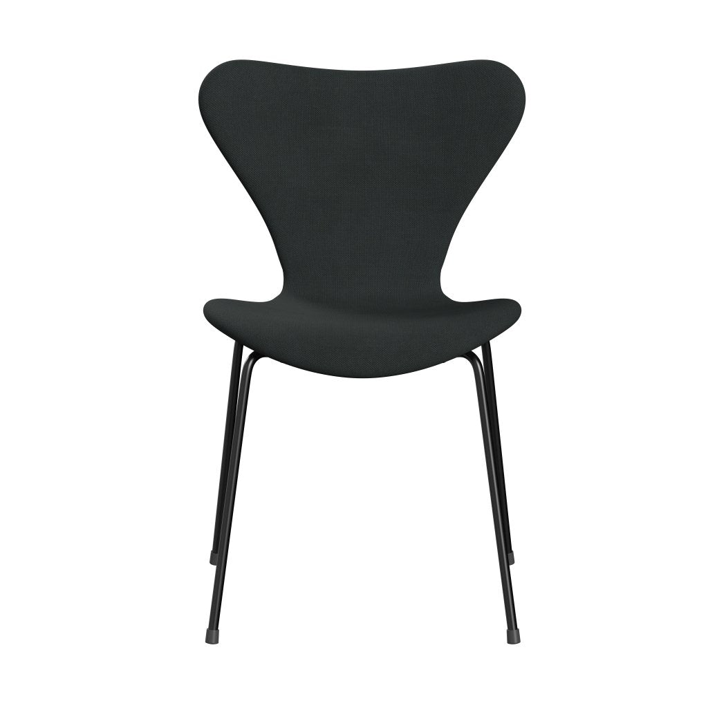 Fritz Hansen 3107 Silla tapicería completa, carbón negro/acero de acero