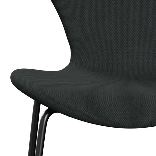 Fritz Hansen 3107 Silla tapicería completa, carbón negro/acero de acero