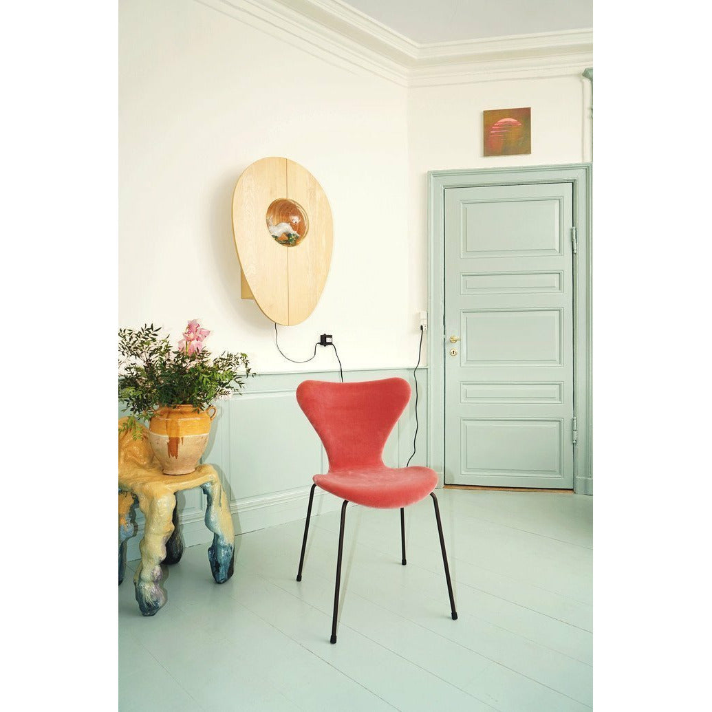 Fritz Hansen 3107 Silla tapicería completa, bronce marrón/bosque de terciopelo belfast verde