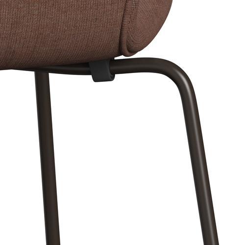 Fritz Hansen 3107 Stuhl Full Polster, braune Bronze/Leinwandkastanie Braun