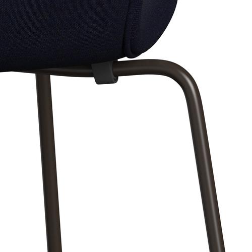 [product_category]-Fritz Hansen 3107 Chair Full Upholstery, Brown Bronze/Canvas Midnight Blue-Fritz Hansen-3107FU-CA0786-DBPC-FRI-7