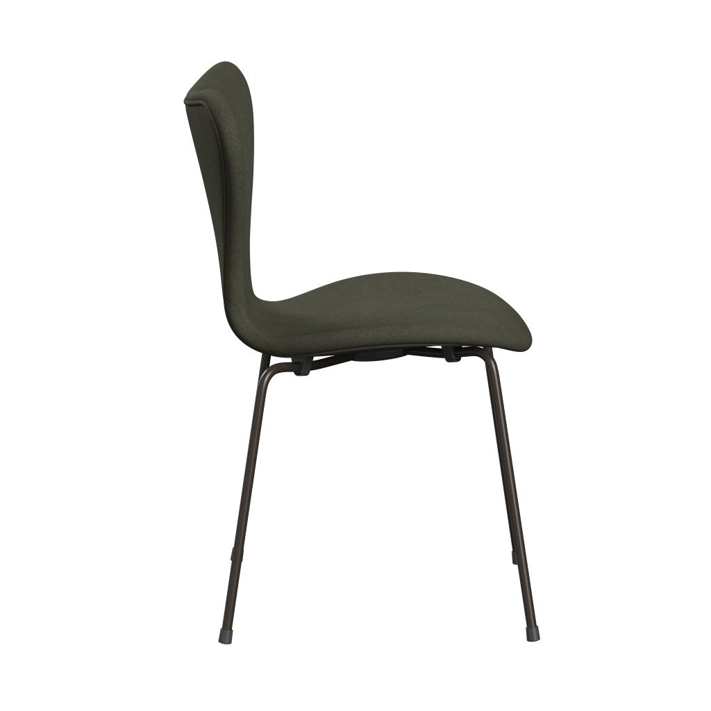 [product_category]-Fritz Hansen 3107 Chair Full Upholstery, Brown Bronze/Divina Military Green-Fritz Hansen-3107FU-DIV944-DBPC-FRI-3