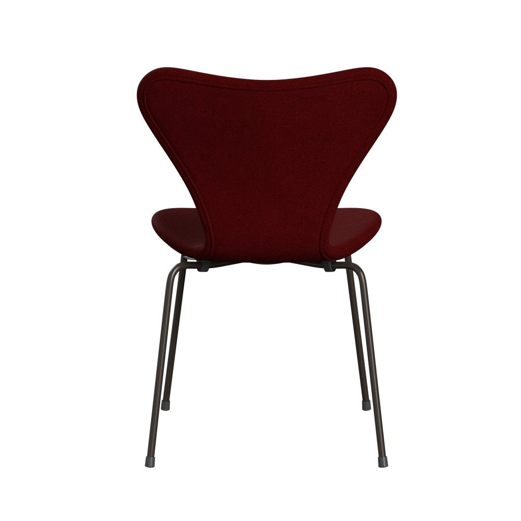 Fritz Hansen 3107 Silla tapicería completa, bronce marrón/Hallingdal rojo oscuro