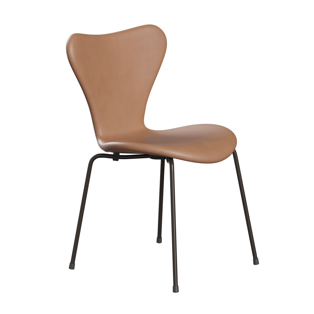 Fritz Hansen 3107 stol fuld polstring, brun bronze/rustik læder