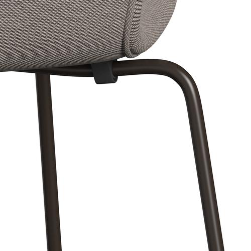 Fritz Hansen 3107 Silla tapicería completa, bronce marrón/trío de acero rosa/blanco/negro