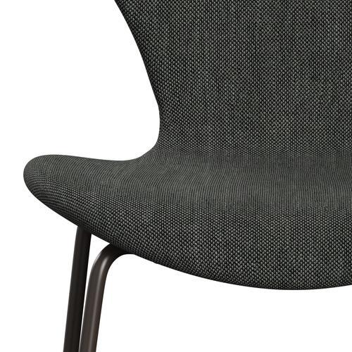 Fritz Hansen 3107 chaise pleine d'ameublement, bronze brun / sunniva 2 gris clair / gris foncé