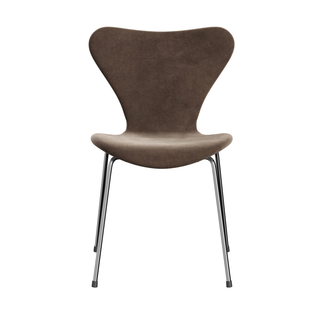 [product_category]-Fritz Hansen 3107 Chair Full Upholstery, Chrome/Belfast Velvet Grey Brown-Fritz Hansen-3107FU-BEL772-CST-FRI-1