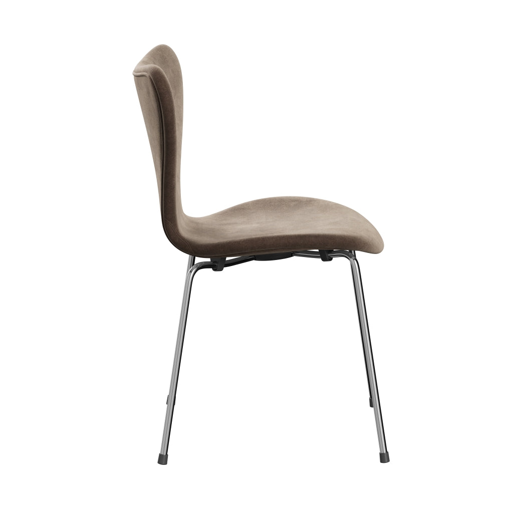 [product_category]-Fritz Hansen 3107 Chair Full Upholstery, Chrome/Belfast Velvet Grey Brown-Fritz Hansen-3107FU-BEL772-CST-FRI-3